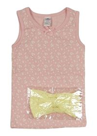 2set - Růžová květovaná košilka + žlutá čelenka s mašlí 