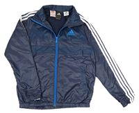 Tmavomodrá šusťáková podzimní bunda s logem zn. Adidas