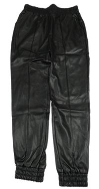 Černé koženkové cuff kalhoty Primark