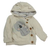 Bílý podšitý propínací svetr s koalou a kapucí Mothercare