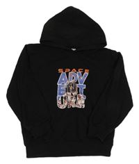 Černá mikina s nápisem a kapucí Shein