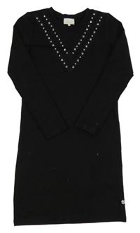 Černé elastické šaty s plíšky 