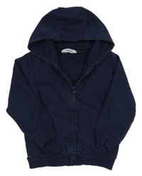 Tmavomodrá propínací mikina s dinem a kapucí 