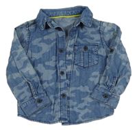 Modrá army košilová riflová bunda 