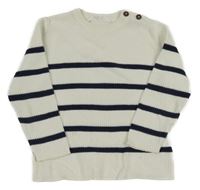 Bílo-tmavomodrý pruhovaný svetr 