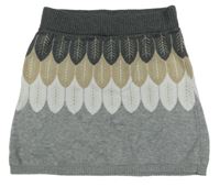 Šedo-bílo-béžová úpletová sukně s listy H&M