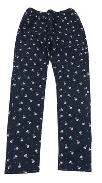 Tmavomodré květované plátěné kalhoty River Island