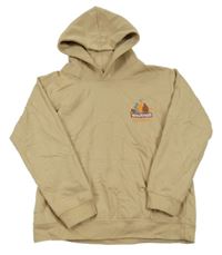 Béžová mikina s potiskem a kapucí 