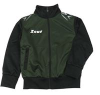 Černo-tmavozelená propínací thermo mikina s nápisem Zeus