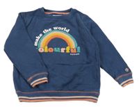 Tmavomodrá mikina s nápisy a duhou Fat Face