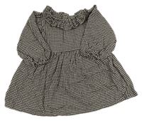 Černo-béžové vzorované úpletové šaty s límečkem Next