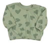 Zelená mikina se srdíčky Primark