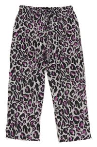 Lila-černé lehké tepláky s leopardím vzorem 