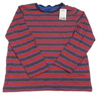 Nové - Vínovo-modro-šedé pruhované triko Pep&Co