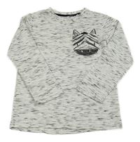 Šedé melírované triko se zebrou Next