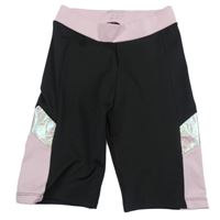 Černo-lila sportovní kraťasy Matalan