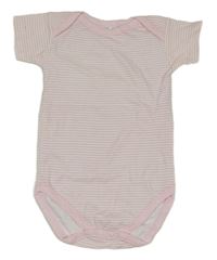 Bílo-světlerůžové pruhované body 