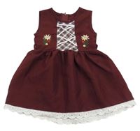 Vínovo-bílé šaty s květy 