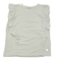 Bílé žebrované tričko s volánky Yigga