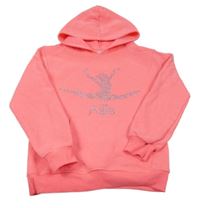 Neonově růžová mikina s baletkou a kapucí 