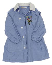 Modro-bílé kostkované šaty s motorkou a límečkem 