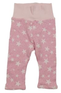 Růžové úpletové tepláky s hvězdami 