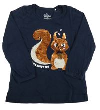 Tmavomodré triko s veverkou Topolino
