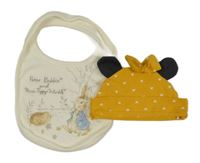 2set - Hořčicová čepice s Mickeym + smetanový bryndák s králíčkem 