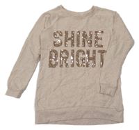 Béžová mikina s nápisem z flitrů H&M