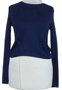 Dámské tmavomodré žebrované úpletové crop triko H&M