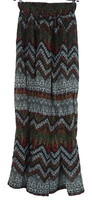 Dámské černo-barevno-bílé vzorované šifonové palazzo kalhoty Asos 