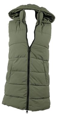 Dámská khaki šusťáková zateplená vesta s kapucí MNG 