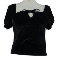 Dámská černá sametová crop halenka Primark 