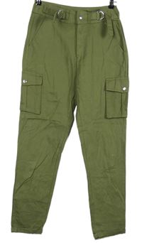 Nové - Dámské khaki cargo kalhoty s kapsami Primark 