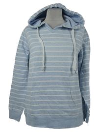Dámská světlemodro-bílá pruhovaná mikina s kapucí Janina 