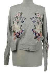 Dámská šedá crop mikina s květy H&M