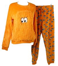 Dámské oranžové plyšové pyžamo s očima 
