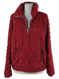 Dámská tmavočervená vzorovaná chlupatá mikina 