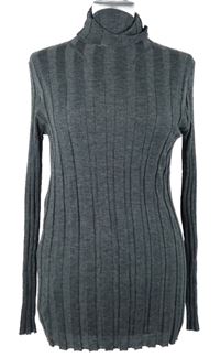 Nové - Dámské tmavomodrošedé žebrované úpletové triko s rolákem 