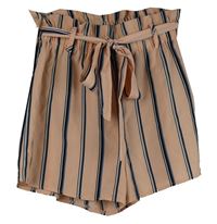 Dámské růžovo-tmavomodré pruhované sukňové kraťasy s páskem Shein