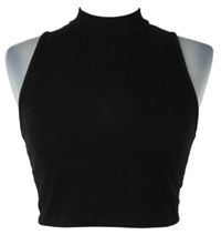 Dámský černý žebrovaný crop top Shein 