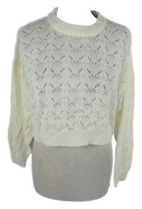 Dámský smetanový ažurový crop svetr H&M