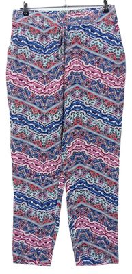 Dámské modro-růžové vzorované volné kalhoty George 