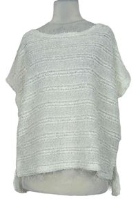 Dámská bílá vzorovaná chlupatá svetrová vesta H&M