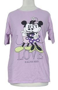 Dámské lila tričko s Mickeym a Minnie zn. Disney 