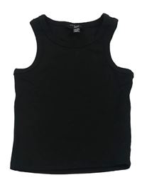 Černý žebrovaný crop top New Look