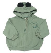 Khaki propínací mikina s Mickey Mousem a kapucí H&M