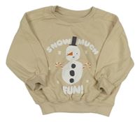 Béžová oversize mikina se sněhulákem 