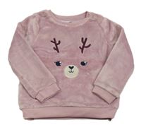 Světlerůžová chlupatá mikina se sobem zn. so cute