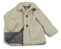 Smetanový huňatý podšitý kabát F&F